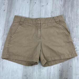 Khakis Tan Flat Front Mid Rise Chino Work School Basic Classic Plain Shorts 4